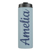 Persoonlijke scriptnaam lichtblauwe bruiloftfavori thermosbeker (Voorkant)