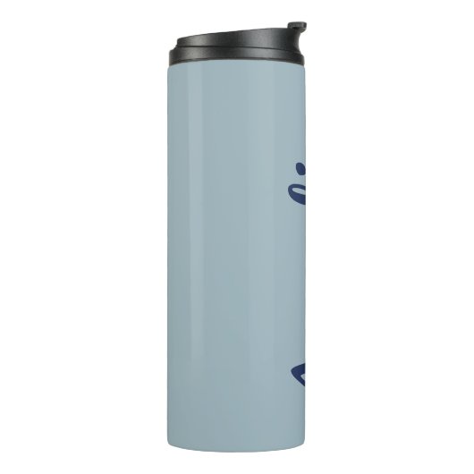 Persoonlijke scriptnaam lichtblauwe bruiloftfavori thermosbeker (Gedraaid links)