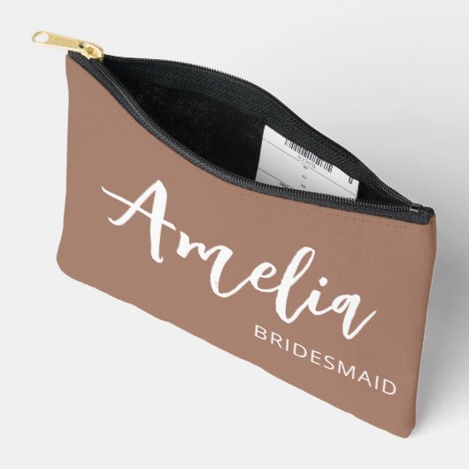 Persoonlijke Scriptnaam Mocha Bachelorette Make-up Etui (Open)