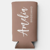 Persoonlijke Scriptnaam Mocha Brown Bachelorette Seltzer Blikjeskoeler (Voorkant)