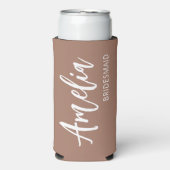 Persoonlijke scriptnaam Mocha Brown vrijgezellenfe Seltzer Blikjeskoeler (Seltzer Voorkant)