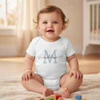 Persoonlijke scriptnaam monogram babyblauw