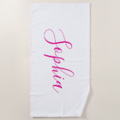 Persoonlijke scriptnaam strandhanddoek: Aangepaste Strandlaken (Voorkant)