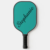 Persoonlijke scriptnaam Turquoise en Black Pickleball Paddle (Voorkant)