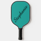 Persoonlijke scriptnaam Turquoise en Black Pickleball Paddle (Achterkant)