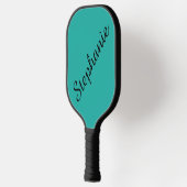 Persoonlijke scriptnaam Turquoise en Black Pickleball Paddle (Links)