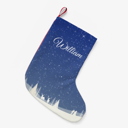 Persoonlijke scriptnaam Winter Snow Scene Kleine Kerstsok (Voorkant (Hangend))