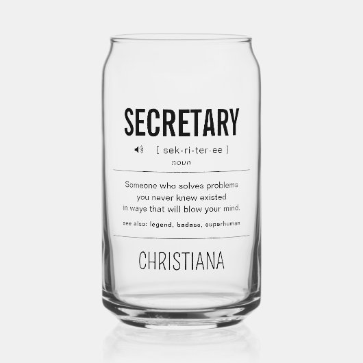 Persoonlijke secretaresse grappig blikvorm glas (Voorkant)