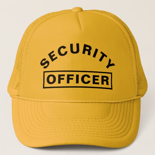 Persoonlijke SECURITY OFFICER-tekststatement Geel Trucker Pet (Voorkant)