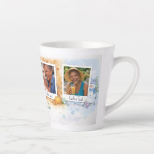 Persoonlijke seizoensfoto-collage van oma latte mok