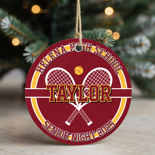 Persoonlijke Senior Night Tennis Middelbare School Keramisch Ornament