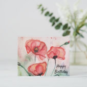 Persoonlijke sentimentkaart watercolor klaproos briefkaart (Staand voorkant)