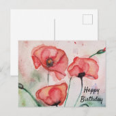 Persoonlijke sentimentkaart watercolor klaproos briefkaart (Voorkant / Achterkant)