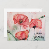 Persoonlijke Sentimentkaart Waterverf Klaproos Briefkaart (Voorkant / Achterkant)