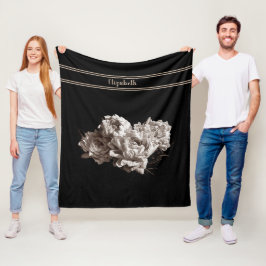 Persoonlijke Sepia Pioenrozen Zwart Middelgrote Ma Fleece Deken
