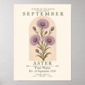 Persoonlijke september aster geboortebloemposter poster (Voorkant)