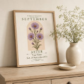 Persoonlijke september aster geboortebloemposter poster