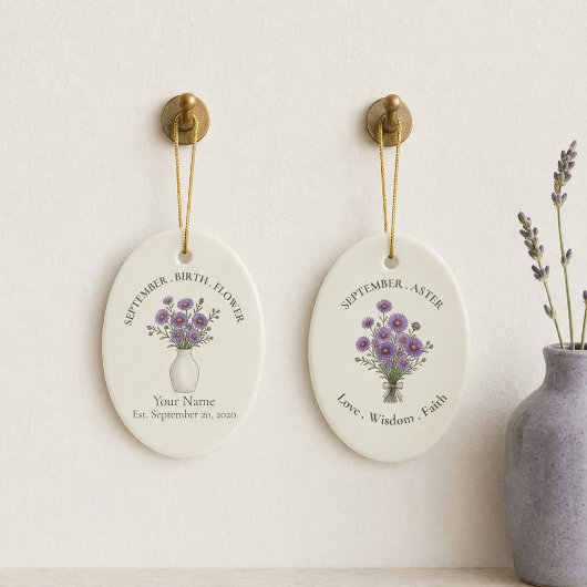 Persoonlijke september aster ornament