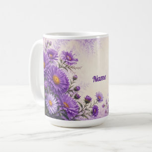 Persoonlijke september geboortebloem Aster Koffiemok