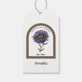 Persoonlijke september geboortemaand bloem cadeaulabel