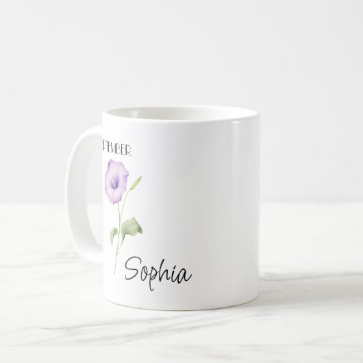 Persoonlijke septemberbloem koffiemok (Voorkant links)