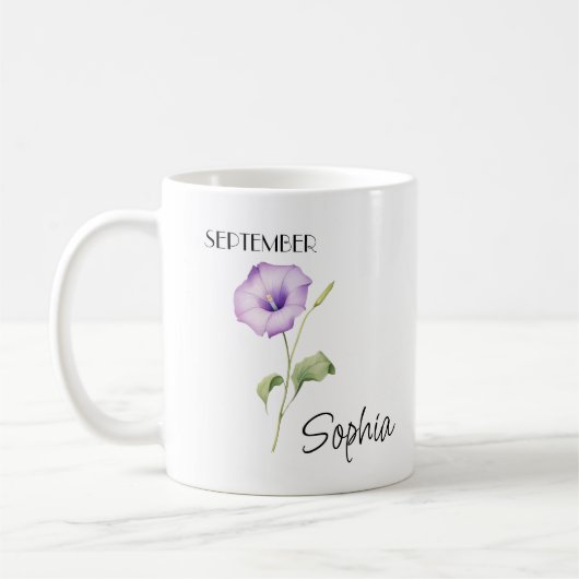 Persoonlijke septemberbloem koffiemok (Links)