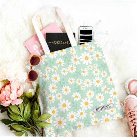 Persoonlijke Serene Daisy Bloem Tote Bag