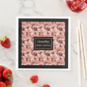 Persoonlijke servetten rose goud en zwart accent (Insitu)