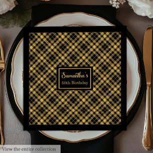 Persoonlijke servetten Zwart Goud Elegant Verjaard