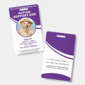 Persoonlijke service Dog ID Photo Autism Support Badge (Voor- en achterkant)