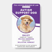 Persoonlijke service Dog ID Photo Autism Support Badge (Voorkant)