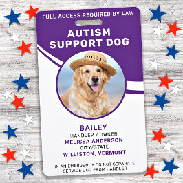 Persoonlijke service Dog ID Photo Autism Support Badge