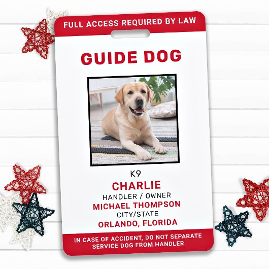 Persoonlijke servicehond hulphond foto ID Badge