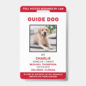 Persoonlijke servicehond hulphond foto ID Badge (Voorzijde)
