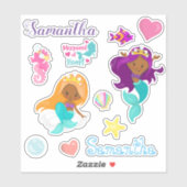 Persoonlijke set van zeemeermin van Afro-Amerikaan Sticker (Vel)