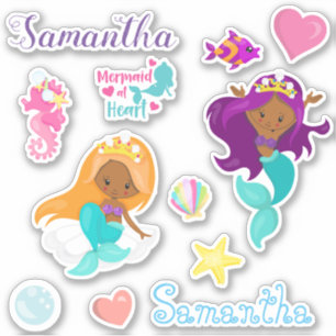 Persoonlijke set van zeemeermin van Afro-Amerikaan Sticker