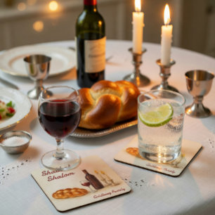 Persoonlijke Shabbat Shalom Aquarel Onderzetter