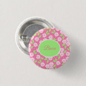 Persoonlijke Shabby Chic Roze Bloem Ronde Button 3,2 Cm (Voorkant /achterkant)