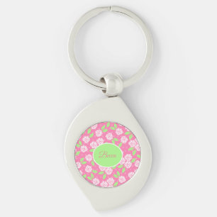 Persoonlijke Shabby Chic Roze Bloem Sleutelhanger