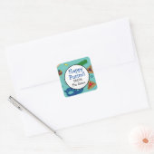 Persoonlijke Shaloch Manot Blauwgroen Square Stick Vierkante Sticker (Envelop)