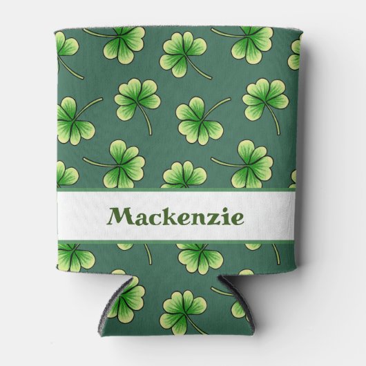 Persoonlijke Shamrock Dark Green St Patrick's Day Blikjeskoeler (Voorkant)