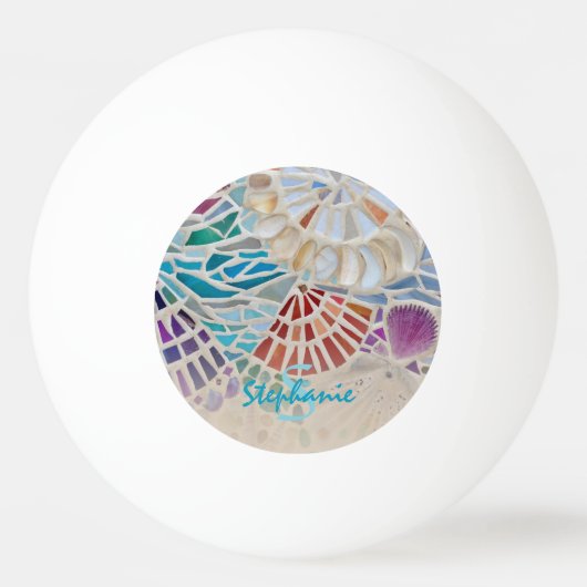 Persoonlijke Shell Mozaïek Pingpongbal (Voorkant)
