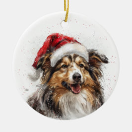 Persoonlijke Sheltie-hond Kerstmis Keramisch Ornament