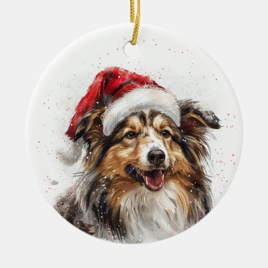 Persoonlijke Sheltie-hond Kerstmis Keramisch Ornament (Voorkant)