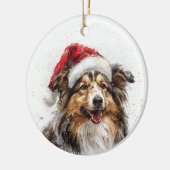 Persoonlijke Sheltie-hond Kerstmis Keramisch Ornament (Links)