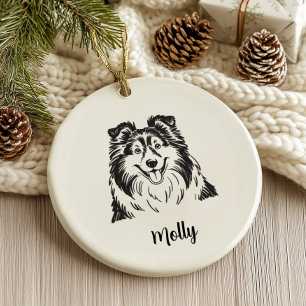 Persoonlijke Sheltie-hond Kerstmis Keramisch Ornament