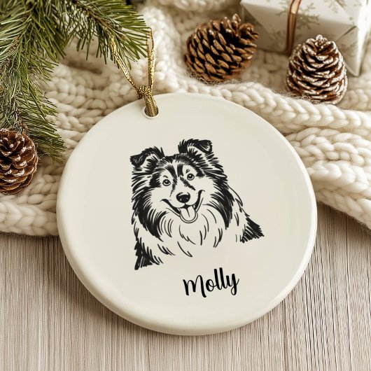 Persoonlijke Sheltie-hond Kerstmis Keramisch Ornament