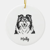 Persoonlijke Sheltie-hond Kerstmis Keramisch Ornament (Voorkant)