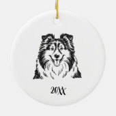 Persoonlijke Sheltie-hond Kerstmis Keramisch Ornament (Achterkant)