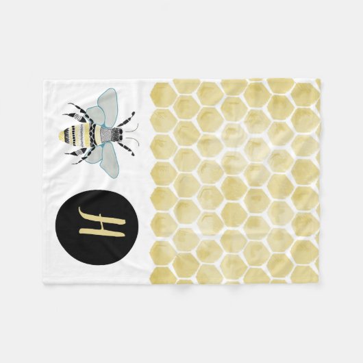 Persoonlijke Sherpa Bee Honey Comb Throw Blanet Fleece Deken (Voorkant (Horizontaal))